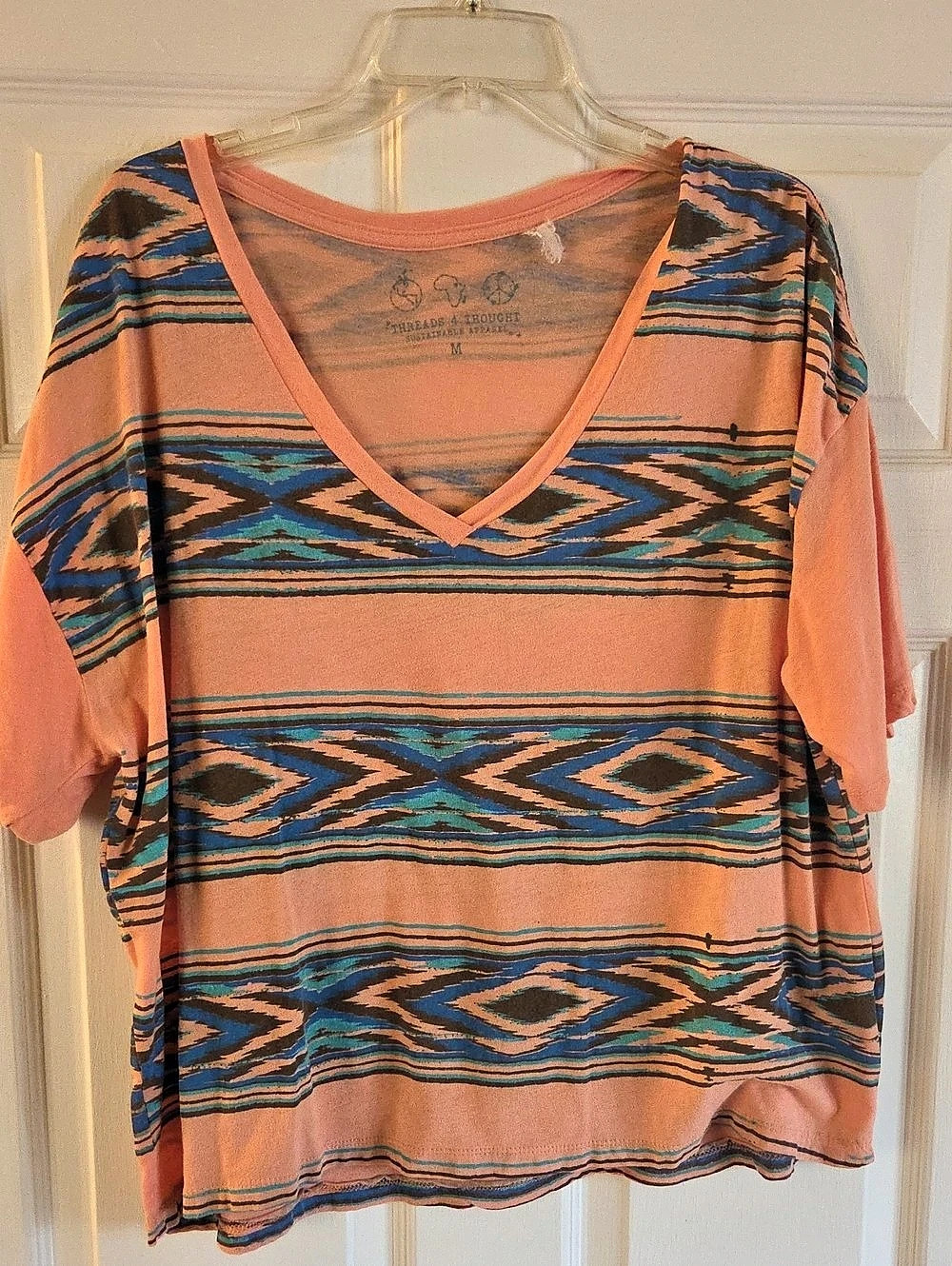 Threads 4 Thought Women's Aztec V-Neck Tee Size Medium